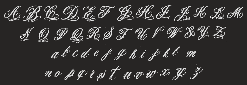 Alphabet gothique inspiré d'un tatouage observé en Argentine